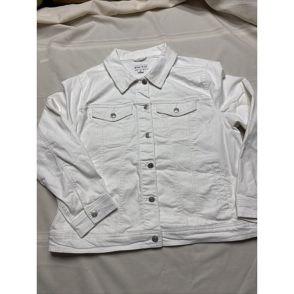 Classic Jean Jacket Solid color WHITE size 1XL Retro y2K 90-now